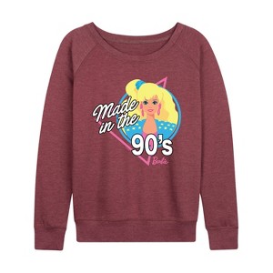 Women's - Barbie - Made in the 90's Lightweight French Terry Wide Neck Long Sleeve Shirt - 1 of 4
