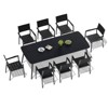 Crestlive Products 7pc Outdoor Dining set for 6 People Patio Rectangle Table Aluminum Frame with Wood-Like Tabletop and Umbrella Hole - 2 of 4