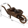 Sunnydaze Wooden Decorative Wheelbarrow Planter for Patio, Lawn and Garden - 35" L x 10" W x 11" - Brown - 3 of 4