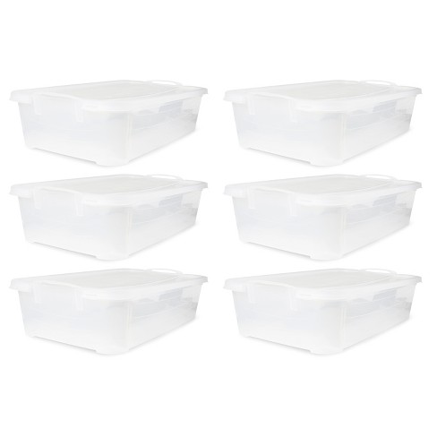 Sterilite 6 Quart Clear Plastic Stacking Storage Container Tote With White  Lid For Garage, Kitchen, And Closet Organization : Target