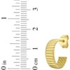 14k Yellow Gold 15mm Ribbed C-Hoop Earrings - 4 of 4