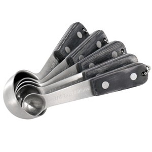 Oster Blakeley 5 Piece Stainless Steel Measuring Spoon Set in Dark Gray with Wood Handles - 1 of 4