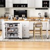 Bella Depot 74.8" Kitchen Island with Extendable Dining Table Cart with 3 Drawers, Power Outlet - 3 of 4