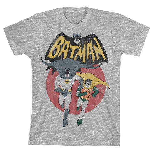 Batman 66 Tv Batman And Robin Youth Boys Heather Gray T-shirt : Target