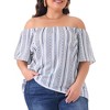 Agnes Orinda Women's Plus Size 2 Pieces Boho Off Shoulder Print Holiday Blouse Beach Pocket Casual Shorts Top and Bottom Sets - 3 of 4