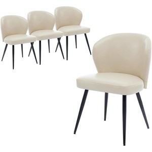 Dining Chairs Set of 4,Ergonomic Upholstered Kitchen Chairs with Steel Legs,265lbs Weight Capacity,Easy Clean Leather - 1 of 4