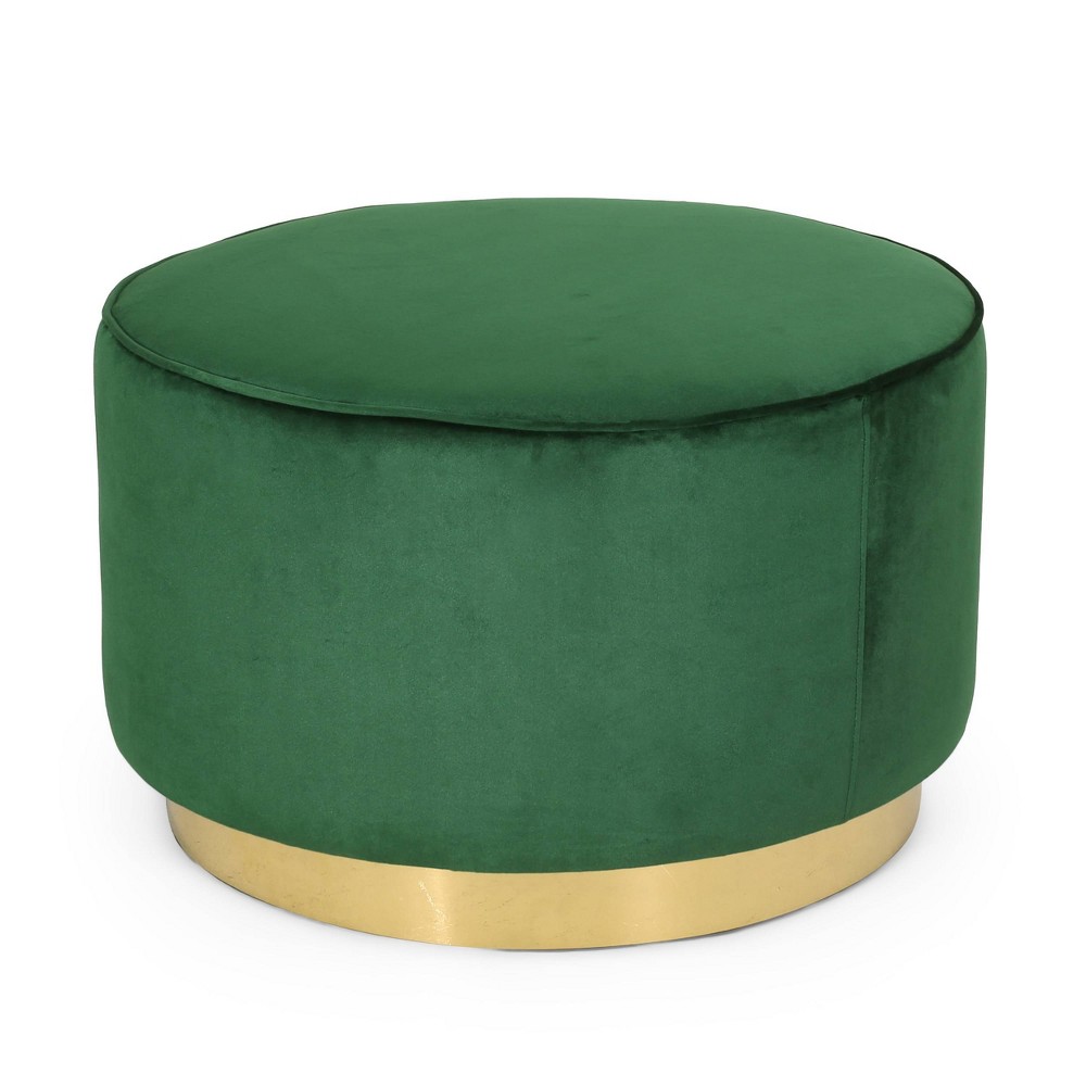 Photos - Pouffe / Bench Croton Modern Glam Velvet Swivel Ottoman Emerald/Gunmetal - Christopher Knight Home