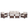 Buenhomino 5-Piece Wicker Sofa Set with Coffee Table, Outdoor Conversation Set with Cushions & Ottomans for Balcony or Garden - 2 of 4