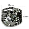 Slickblue Women’s Ring, Silver and Black, Geometric Black Diamond Synthetic Crystals, Textured Ribbed Band, Sizes 5-10 - 2 of 4