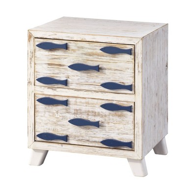 Barrier Beach 2 Drawer Chest White/Blue - Treasure Trove Accents