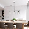 DORESshop 3-Light Black Industrial Island Pendant Light Fixtures, Linear Chandelier with Clear Glass Shade(Bulb Included) - 3 of 4