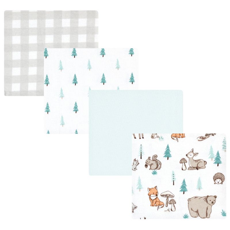 Hudson Baby Cotton Flannel Receiving Blankets, Neutral Woodland Pals, One Size, 1 of 7