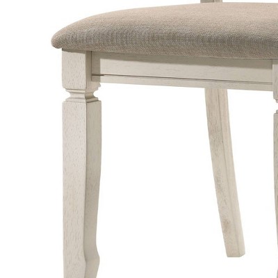 Fedele Cream Wood and Tan Linen Upholstered Side Chair