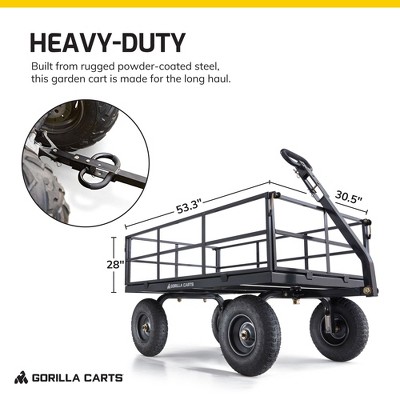 Black Heavy-Duty Steel Utility Wagon with Removable Sides