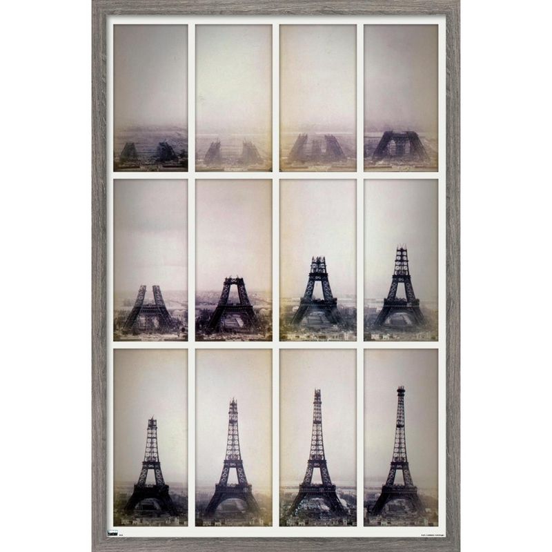 Trends International Eiffel Tower Construction Time Lapse Framed Wall Poster Prints, 1 of 7