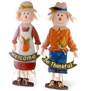 National Tree Company Metal Scarecrow Standing Fall Decoration, Pack of 2, Autumn Collection, 27 in - 1 of 4