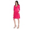 Womens Scoop Neck Three Quarter Sleeve Fit N Flare Knee Length Dress - 24seven Comfort Apparel™ - 2 of 4