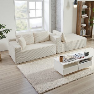 103" Modular Corduroy L-Shaped Sectional Sofa, Deep Seat - 1 of 2