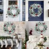 24inch artificial wintry pine wreath with candle rings greenery berry clusters frosted branches front door wallxmas fireplace decor - 3 of 4