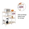 SEVOBAL Kitchen Storage 3 Tier White Oak Bakers Rack with Basket and Hooks for Microwave Stand and Organization, White, 38.98"*17.91"*5.12" - 4 of 4