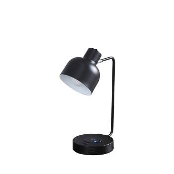 15.25" Vadim Adjustable with Charging USB Port Station Student Task Table Lamp Black - Ore International