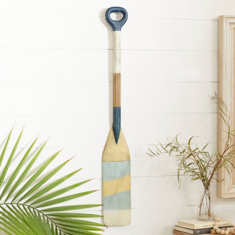 Wooden Paddle Novelty Canoe Oar Wall Decor with Arrow and Stripe Patterns Multi Colored - Olivia &#38; May, 2 of 7