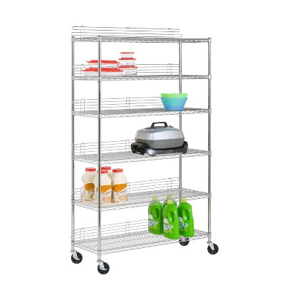 6 Tier Rolling Shelving Unit Chrome, 6 Inch Deep Wire Shelving