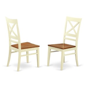 FurniFact,Elegant X-Back Dining Chairs Set of 2 – White Brown Kitchen Seating - 1 of 3