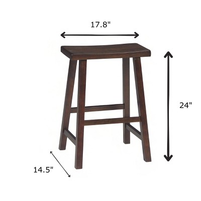 Walnut Saddle Style Backless Wood Counter Stool
