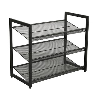 Yukimo 24"H Adjustable Metal Shoe Rack - Adjustable Angles, Space-Saving Shoe Organizer for Entryway/Front Door/Closet/Bedroom, Black - 1 of 4