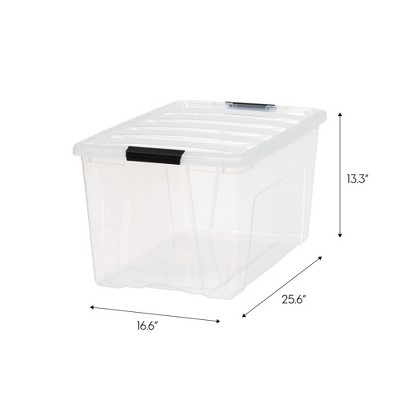 Clear 72 Qt Stackable Plastic Storage Bins with Lids and Latches - 4 Pack