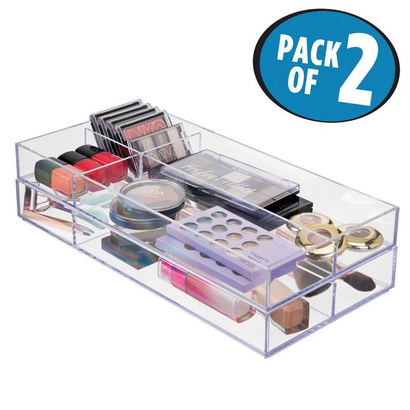 mDesign Plastic Makeup Vanity Drawer Organizer Tray, 4 Sections, 2 of 10