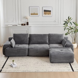 Mocamel Memory Foam 2-Seater Sectional Sofa Pet-Friendly Corduroy Deep Loveseat No Assembly - 1 of 4