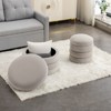 VisioGear Round Storage Ottoman, Velvet Fabric Storage Round Ottoman Footstool with Wooden Shelving, Ivory, 22.44"*22.44"*16.14" - 2 of 4