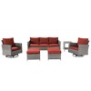 Sonkuki 6-Piece Patio Conversation Set with Swivel Rocking Chair and Side Table, Navy Blue Cushion - 2 of 4