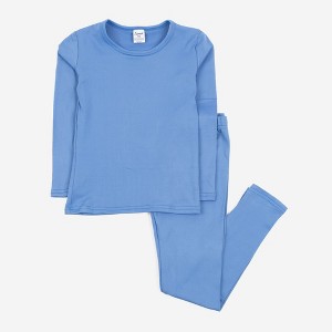 Leveret Kids Two Piece Classic Solid Color Thermal Pajamas - 1 of 4