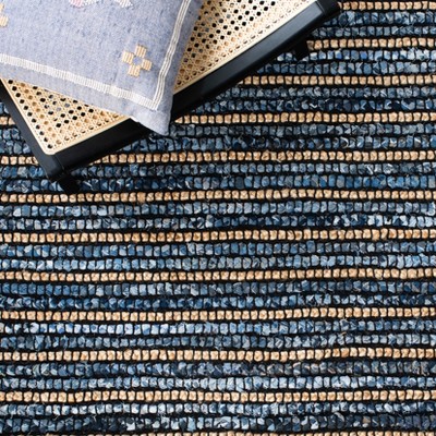 Cape Cod Chic Handwoven Cotton 9' x 12' Area Rug in Blue/Natural