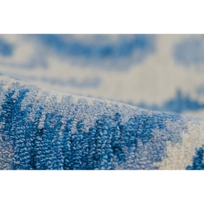 Blue and Beige Hand Tufted Wool Rug, 3'6" x 5'6"