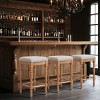 Subrtex 26.6"Counter & Bar Solid Wood Backless Stool, Linen Upholstered with Nailhead Trim, Rustic Solid Wood Frame for Kitchen & Home Bar (Set of 2) - 3 of 4