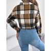 Womens Casual Jackets Flannel Cropped Shacket Fashion Plaid Trendy Crop Boxy Shirt with Pockets Fall Winter Button Down Coats - 2 of 4