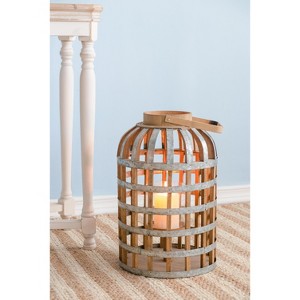 Gulches Decorative Lantern with Handle, Wooden Lantern for Indoor Outdoor, Home Garden Wedding - 1 of 4