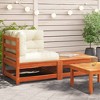 vidaXL Wooden Patio Sofa Corner with Cushions and Footstool, Wax Brown Solid Pine Wood Outdoor Furniture Set with Modular Design - 2 of 4