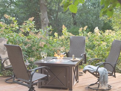 Hammered Bronze 38" Gas Fire Pit Table