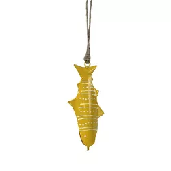 Beachcombers Metal Hand Painted Yellow Fish Bell Wind Chime 3 x 1 x 6 Inches.