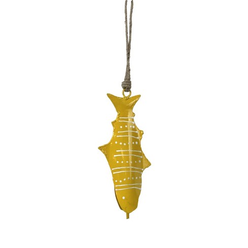Beachcombers Metal Hand Painted Yellow Fish Bell Wind Chime 3 x 1 x 6 Inches. - image 1 of 1