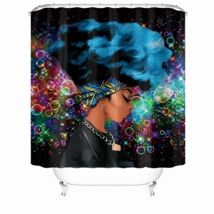 Color Bubble Girl Shower Curtains for Bathroom Waterproof Fabric Bath Curtain Durable Soft Stylish Bathroom Decor 72x72 Inch - 1 of 1