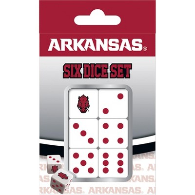 MasterPieces Officially Licensed NCAA Arkansas Razorbacks - 6 Piece D6 Gaming Dice Set Ages 6 and Up