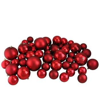 Northlight 50ct Shatterproof 2-Finish Christmas Ball Ornament Set 4” - Red