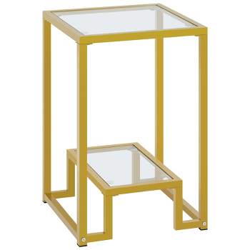 Yaheetech Modern Tempered Glass Side Table With Open Shelf For Living Room