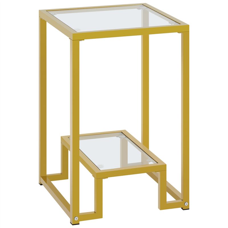 Yaheetech Modern Tempered Glass Side Table With Open Shelf For Living Room, 1 of 6